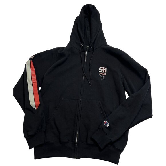 Shadow Hill x Champion Full Zip Hoodie in Black - Picture 1 of 3